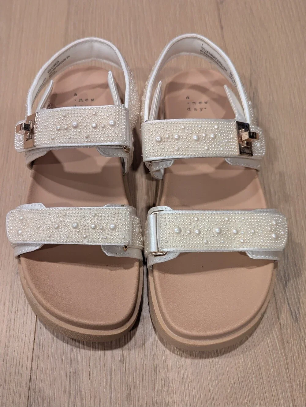 Women’s Pearl Embellished White Strappy Sandals
